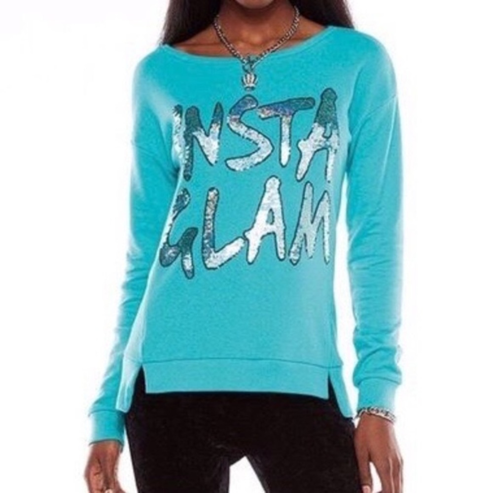 Juicy Couture Insta Glam sequined blue sweater